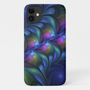 Colourful Luminous Abstract Blue Pink Green Fracta Case-Mate iPhone Case