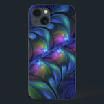 Colourful Luminous Abstract Blue Pink Green Fracta iPhone 13 Case<br><div class="desc">Fractal art,  modern,  abstract and luminous.
Design for your phone case and more.</div>