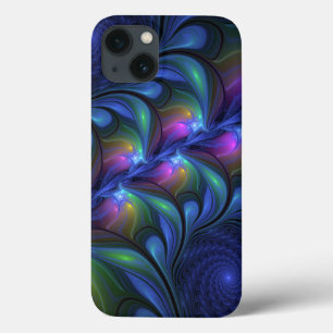Colourful Luminous Abstract Blue Pink Green Fracta iPhone 13 Case