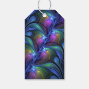 Colourful Luminous Abstract Blue Pink Green Fracta Gift Tags