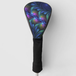Colourful Luminous Abstract Blue Pink Green Fracta Golf Head Cover