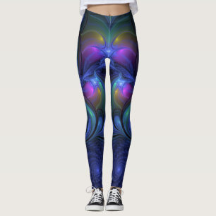 Colourful Luminous Abstract Blue Pink Green Fracta Leggings
