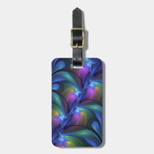Colourful Luminous Abstract Blue Pink Green Fracta Luggage Tag