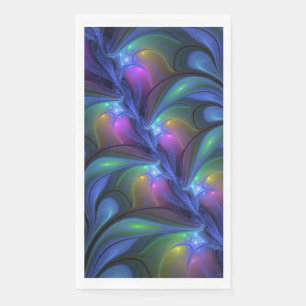 Colourful Luminous Abstract Blue Pink Green Fracta Napkin
