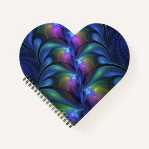 Colourful Luminous Abstract Blue Pink Green Fracta Notebook