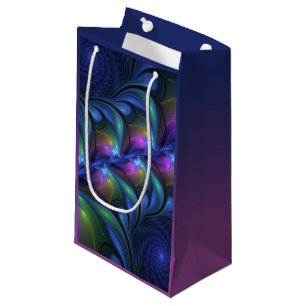 Colourful Luminous Abstract Blue Pink Green Fracta Small Gift Bag