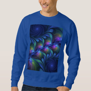 Colourful Luminous Abstract Blue Pink Green Fracta Sweatshirt