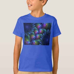 Colourful Luminous Abstract Blue Pink Green Fracta T-Shirt