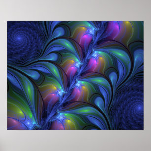 Colourful Luminous Abstract Blue Pink Green Poster
