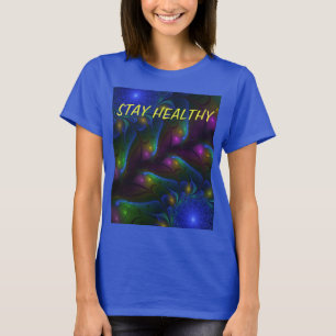 Colourful Luminous Abstract Modern Fractal Text T-Shirt
