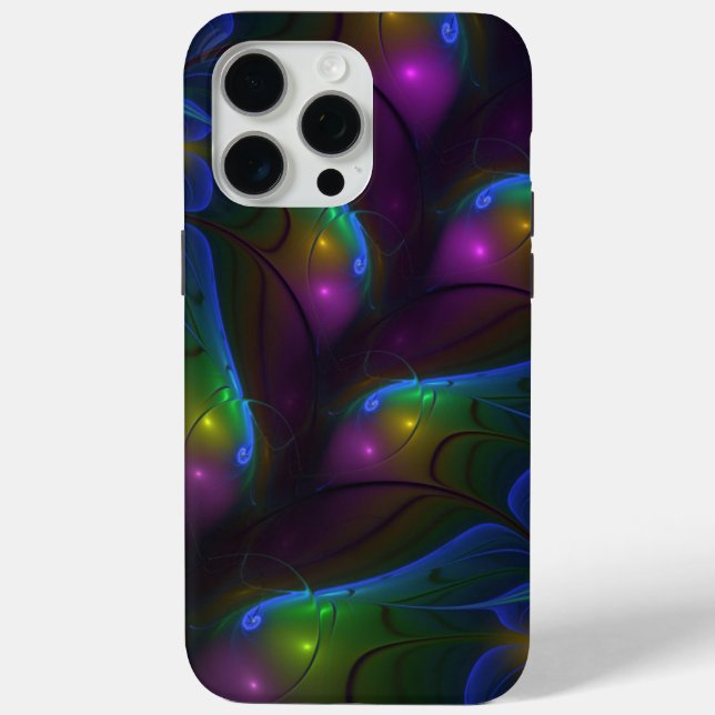 Colourful Luminous Abstract Modern Trippy Fractal Case-Mate iPhone Case (Back)