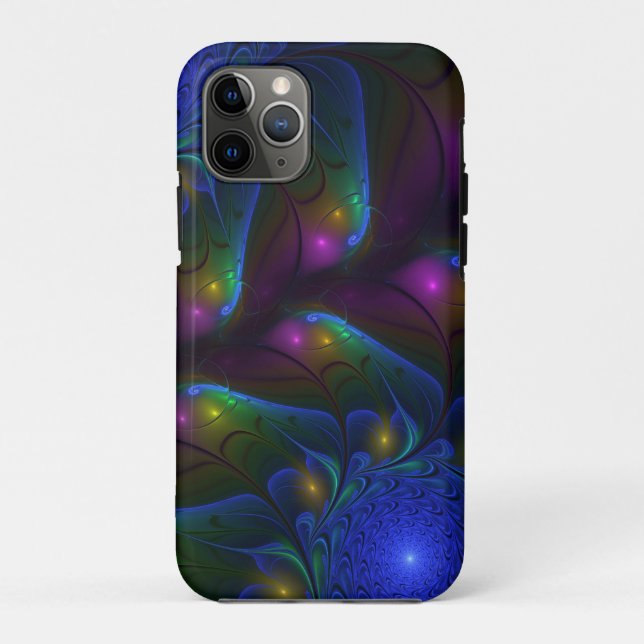 Colourful Luminous Abstract Modern Trippy Fractal Case-Mate iPhone Case (Back)