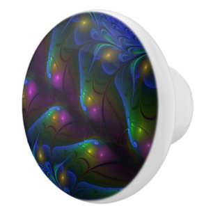 Colourful Luminous Abstract Modern Trippy Fractal Ceramic Knob