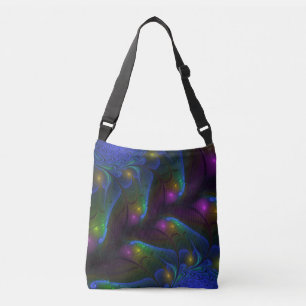 Colourful Luminous Abstract Modern Trippy Fractal Crossbody Bag