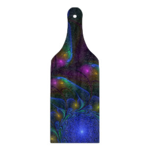 Colourful Luminous Abstract Modern Trippy Fractal Cutting Board