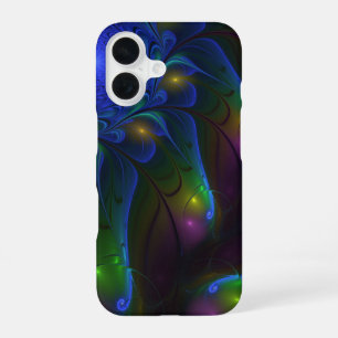 Colourful Luminous Abstract Modern Trippy Fractal iPhone 16 Case