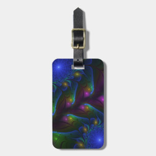Colourful Luminous Abstract Modern Trippy Fractal Luggage Tag