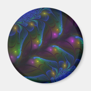 Colourful Luminous Abstract Modern Trippy Fractal Magnet