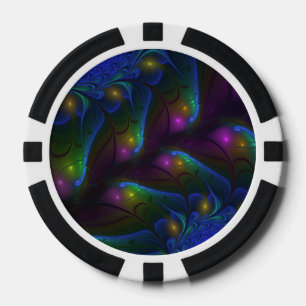 Colourful Luminous Abstract Modern Trippy Fractal Poker Chips