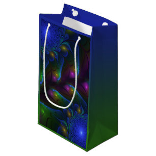 Colourful Luminous Abstract Modern Trippy Fractal Small Gift Bag
