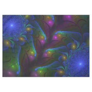 Colourful Luminous Abstract Modern Trippy Fractal Tablecloth