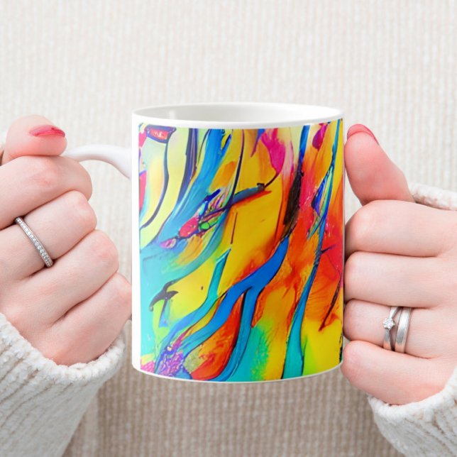 Colourful Luminous Abstract Red Blue Yellow Graphi Coffee Mug (Creator Uploaded)