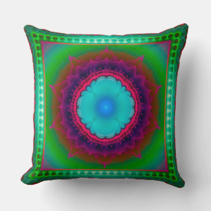 Colourful luminous fractal ornament cushion
