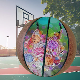 Colourful Lynx portrait, abstract art Basketball