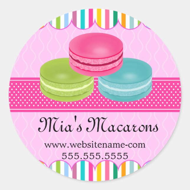 Colourful Macaron Bakery Box Seals (Front)