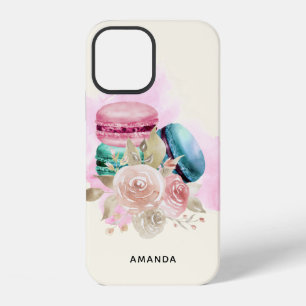 Colourful Macarons and Flowers Watercolor iPhone 12 Case