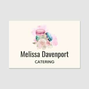 Colourful Macarons and Flowers Watercolor Name Tag
