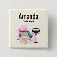 Colourful Macarons and Wine Watercolor Button