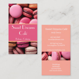 colourful macarons background bakery business card
