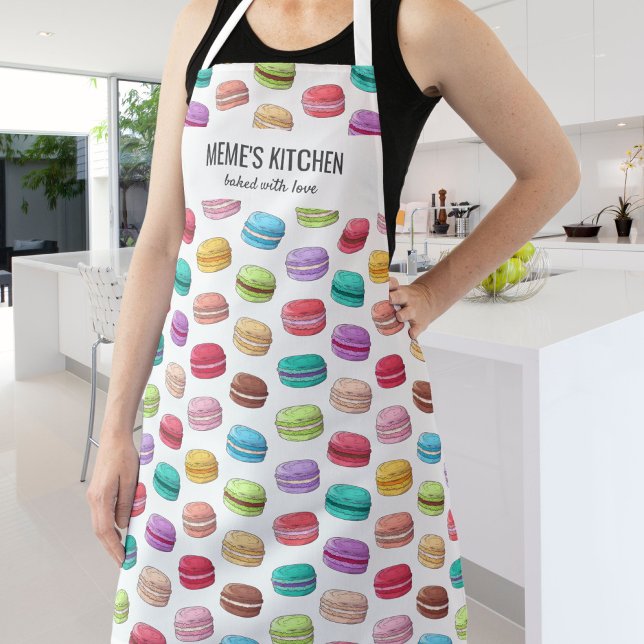 Colourful Macarons Baker Chef Meme's Kitchen Custo Apron (Creator Uploaded)