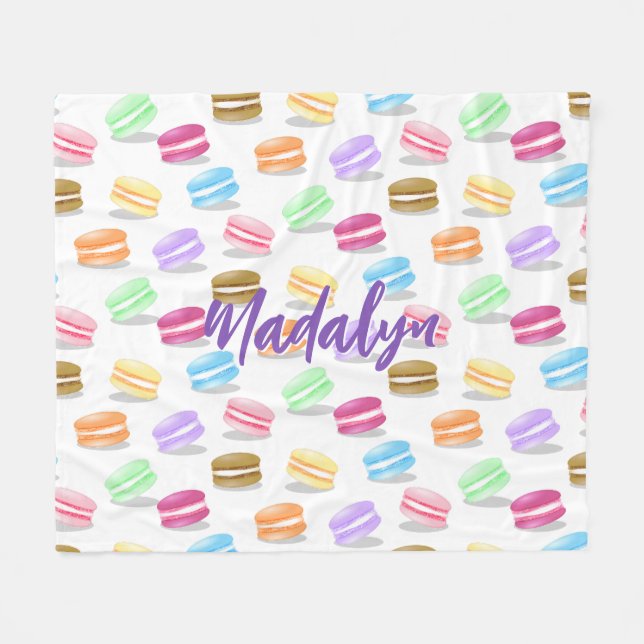 colourful macarons pattern fleece blanket (Front (Horizontal))