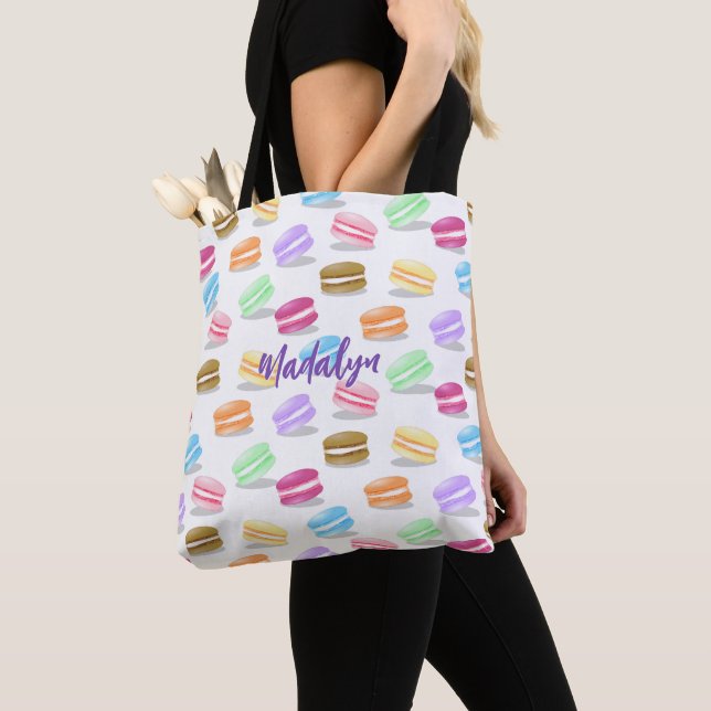 colourful macarons pattern tote bag (Close Up)
