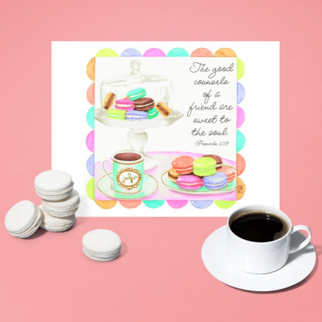 Colourful Macarons Sweet Friend Inspirational Postcard (Creator Uploaded)