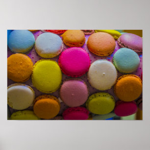 Colourful Macarons Tasty Baked Dessert Poster