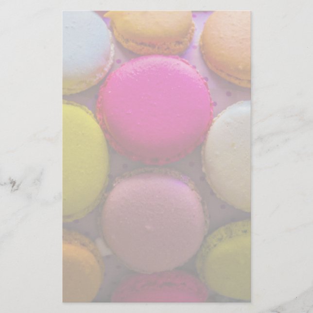 Colourful Macarons Tasty Baked Dessert Stationery (Front)