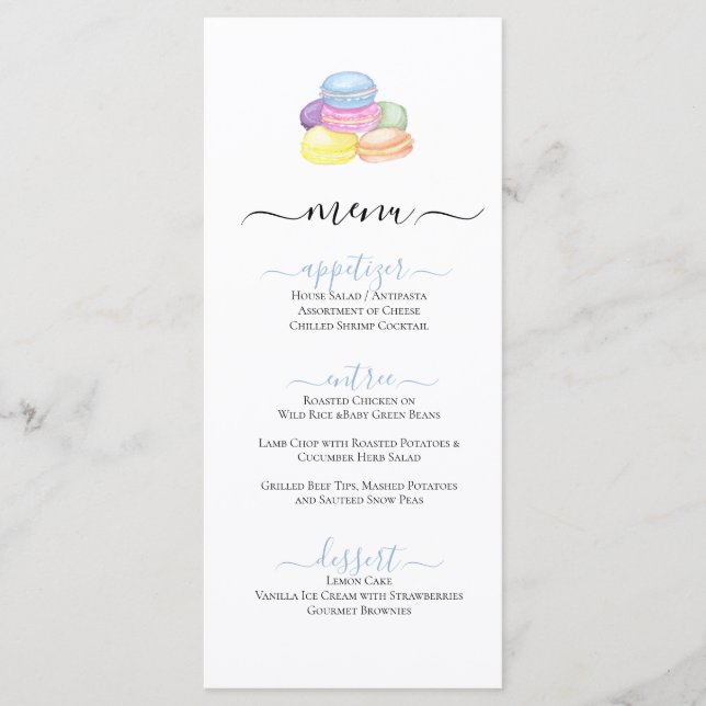 Colourful Macaroon Cookies Illustration Menu (Front)