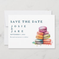 Colourful macaroons Save the Date