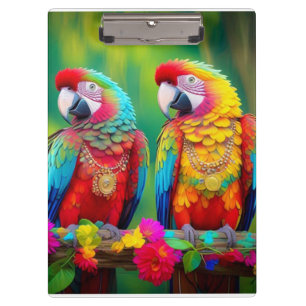 Colourful Macaw Birds on The Branch-67859 Clipboard
