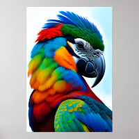Colourful Macaw Parrot Bird Painting Poster
