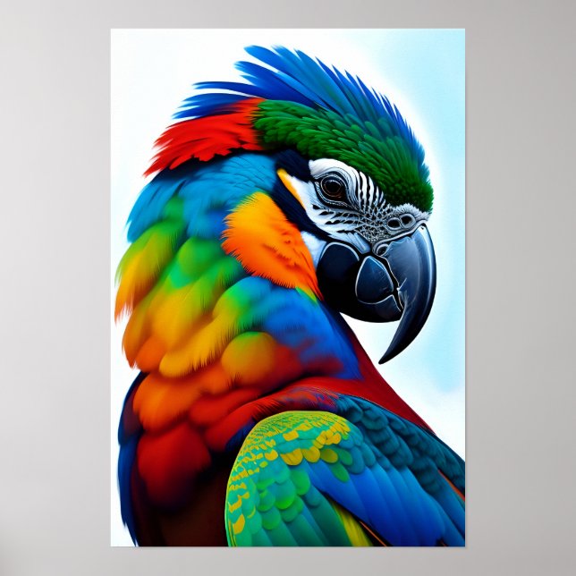 Colourful Macaw Parrot Bird Painting Poster (Front)