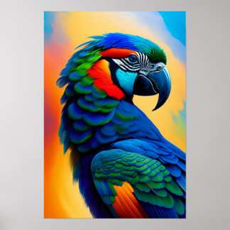 Colourful Macaw Parrot Bird Painting Poster