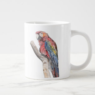 Colourful Macaw Parrot Watercolor Large Coffee Mug
