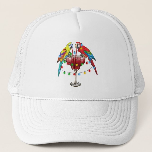 Colourful Macaw Parrots Drinking Red Wine Trucker Hat (Front)