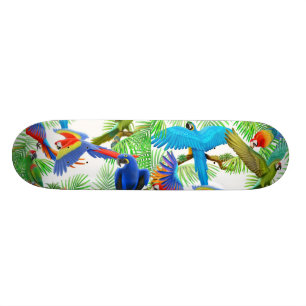 Colourful Macaw Parrots Skateboard