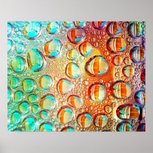 Colourful Macro Water Drops on Glass Photo Poster