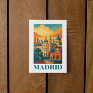 Colourful Madrid Spain Vintage Travel Postcard